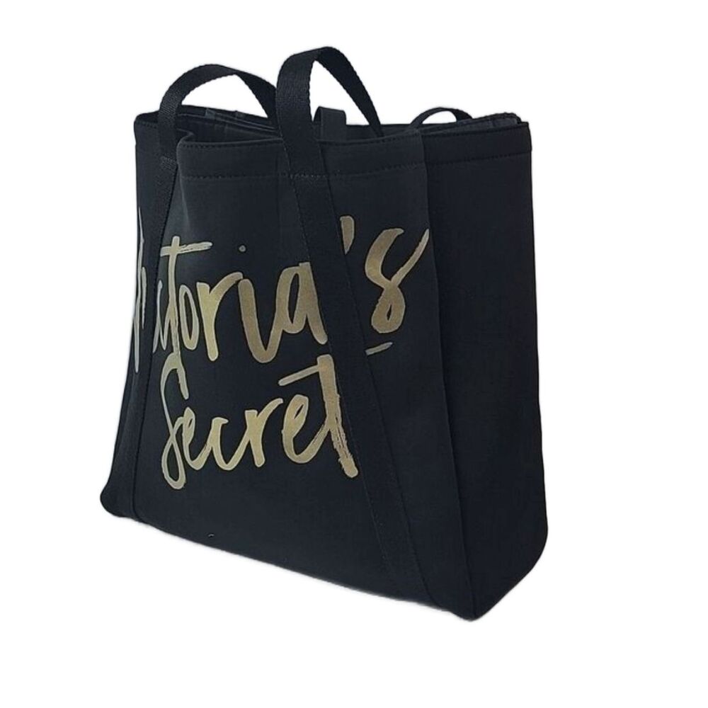 Victoria Secret Beach Cooler Bag Insulated‎ Wine Tote Black Gold